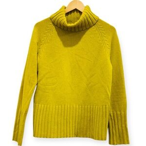 EUC Ann Taylor Sweater Womens S Green Yellow Lemon Chartreuse wool cashmere knit